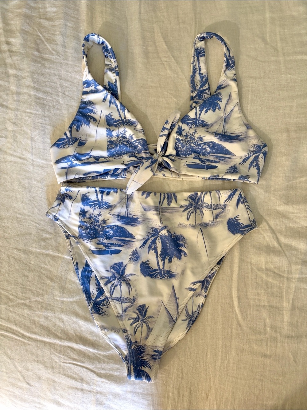 Mumu Mermaid Blue & White Bikini Set Size XL Like New